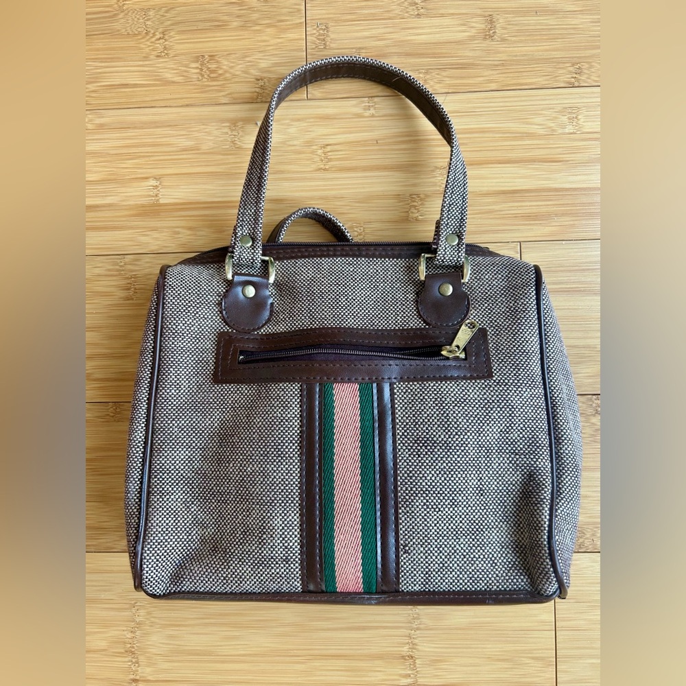 Vintage 1970s Tweed Retro Mod Box Handbag Purse Coach or Gucci Vibes